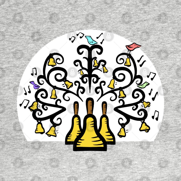 Three Handbells Tree Of Music White Circle by SubtleSplit